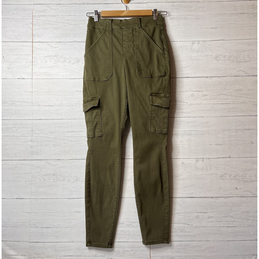 Spanx Pants Womens Size Medium Darkened Olive Stretch Twill Ankle Cargo
